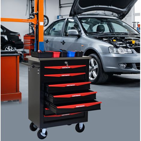 Carro de herramientas 7 cajones con ruedas acero OKMYHOME (1/5)