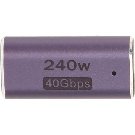 Adaptateur USB 4, connecteur USB-C femelle-femelle haute performance, prend en charge une alimentation PD de 240 W et une bande passante de 40 Gbit/s, prend en charge la vidéo 8K à 60 Hz et 5K à 60 Hz (1/4)
