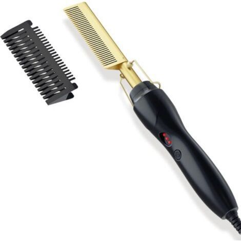 Peigne chauffant, lisseur électrique, anti-brûlure, portable, brosse à barbe chauffante, haute température, convient aux perruques, coiffures afro et barbes (1/4)