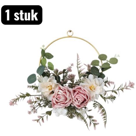 Chapeaux décoratifs, branches décoratives, bouquets de fleurs séchées, ensemble de décoration murale prêt à l'emploi, décoration murale avec fleurs et branches séchées pour salon ou chambre (1/5)