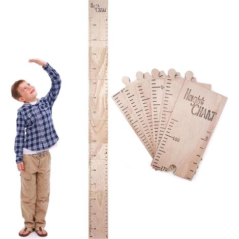 Tabla de crecimiento infantil, regla de medición de madera para niños, rompecabezas plegable de madera natural (40-180 cm)