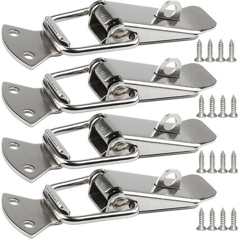 Lot de 4 fermoirs de tension en inox – Fermeture à levier pour boîte à outils, serrure à ressort avec trou pour cadenas.