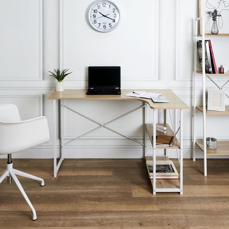Bureau - HOME DECO FACTORY - Job - Angle - Pratique - Marron et Blanc (1/10)