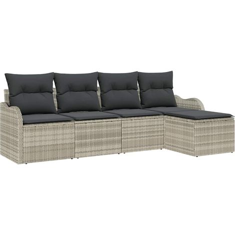 Maison Exclusive - Set Divano da Giardino 5 pcs Grigio chiaro polyrattan