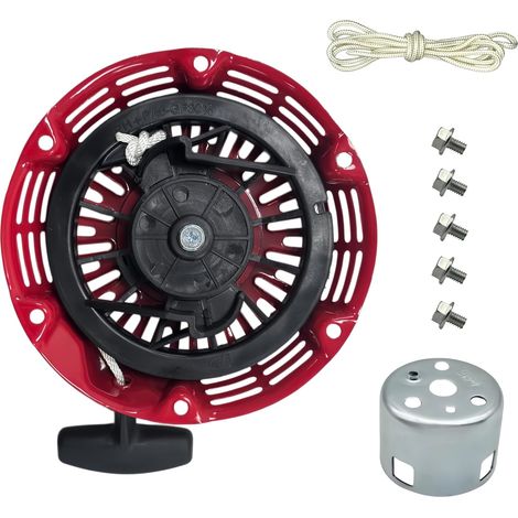GX160 GX200 Démarreur de traction avec tasse de démarrage et vis pour moteurs GX120 4HP 5,5HP 6,5HP 168F 122cc 163cc 196cc générateur pompe à eau nettoyeur pression remplacement 28400-ZH8-013YA