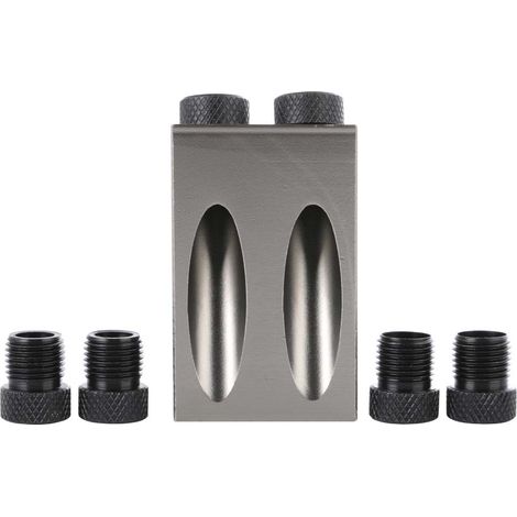 Gabarit de trou de poche, 7 pièces 6 8 10 mm, bague de perçage, localisateur de perçage, connexion ferme, bloc en aluminium, ouverture à 15 ° pour charpentier professionnel