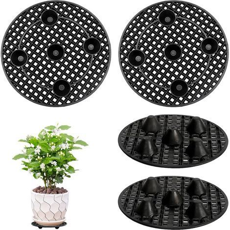 Lot de 4 supports pour plantes en pot, support de pot de fleurs, grille de drainage ronde, en plastique, pour l'intérieur et l'extérieur, bonsaï, bac de jardin, 20 cm (1/4)