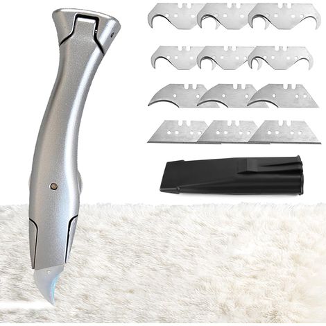 Outil de Crochet de Tapis Cutter securité Couteau pliant + lames, pour la découpe de sols en plastique PVC (1/5)