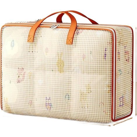 Sac de rangement extra large en maille PVC imperméable pour vêtements, couettes et literie, organiseur de voyage transparent avec grande capacité, 73 x 31 x 52 cm (1/5)