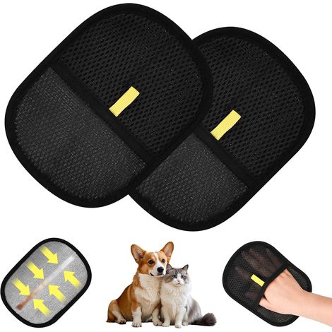 Tierpflegehandschuhe, 2er-Pack, wiederverwendbare, antistatische, fingerlose, doppelseitige Tierpflegehandschuhe für Katzen und Hunde (1/5)