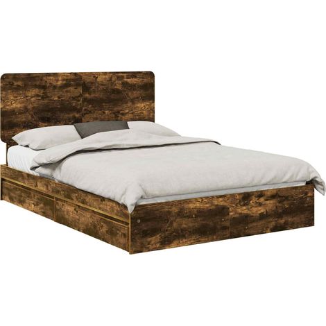 Maison Exclusive - Aufbewahrungsbett Geräucherte Eiche 160 x 200