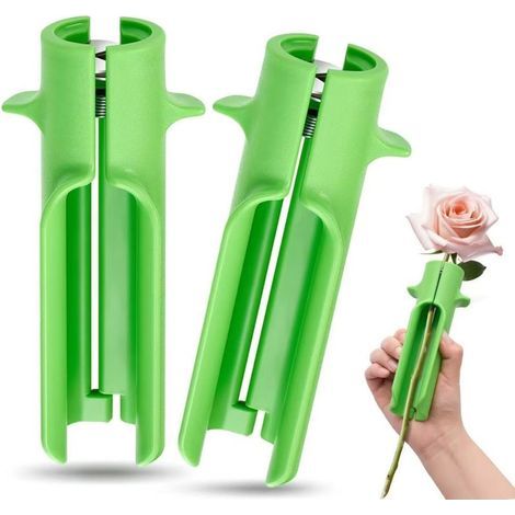 Lot de 2 outils pour enlever les épines de rose, nettoyeur de fleurs, coupe-épines, outil pour enlever les feuilles, jardinage vert, compositions florales, tige propre (1/5)