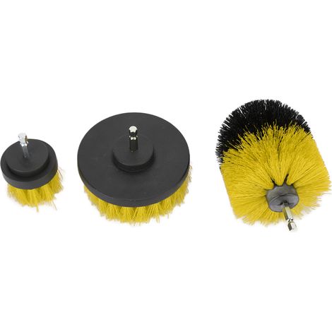 Kit de brosses de nettoyage pour perceuse électrique, comprenant des brosses longues et extensibles (jaune) (1/5)