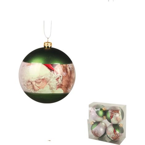 4 boules Pere noel vertes