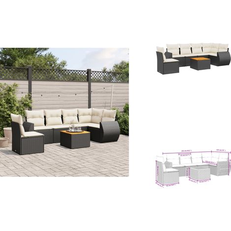 Salon de jardin 7 pcs avec coussins noir résine tressée - Ensemble Salon De Jardin - Meuble Extérieur - Jardin Design - Mobilier De Jardin - Chaise Lounge (1/3)