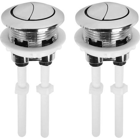 Lot de 2 boutons pression universels pour réservoir d'eau de WC - 38 mm - Double chasse d'eau - Bouton pop-up - Double bouton de chasse d'eau standard (1/5)