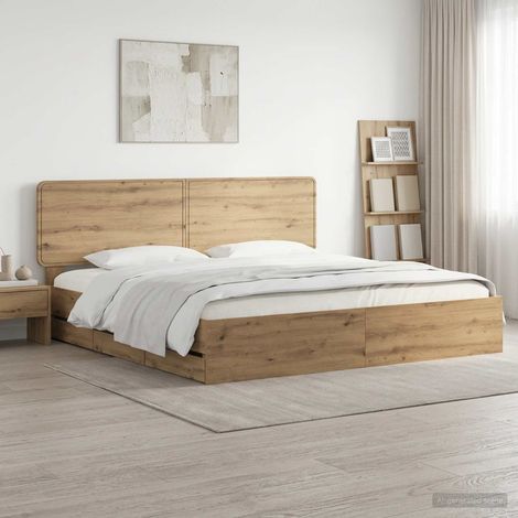 vidaXL Bed Frame with Storage and Headboard Artisan Oak 180 x 200 cm (1/5)