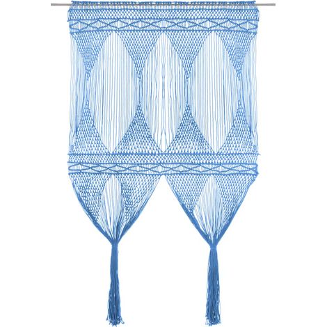 Maison Exclusive - Makramee Vorhang Blau 140x240 cm Baumwolle (1/5)
