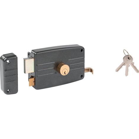 Serrure multipoint en applique noire gauche à tirage – Clé I – Axe 70 mm – 1 point de fermeture – Entraxe 60 mm – Pour portes d'entrée – ISO (1/5)