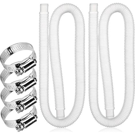 Juego de 2 mangueras para piscina de 32 mm, 150 cm de largo, resistentes a los rayos UV y al agua clorada, manguera flexible para bomba de piscina, filtro de repuesto, con 4 abrazaderas de seguridad, (1/5)