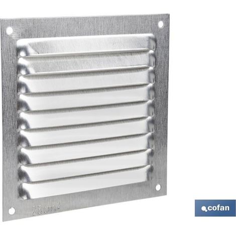 Grille de ventilation en aluminium 10 x 10 cm, 0,6 mm d'épaisseur, couleur naturelle.