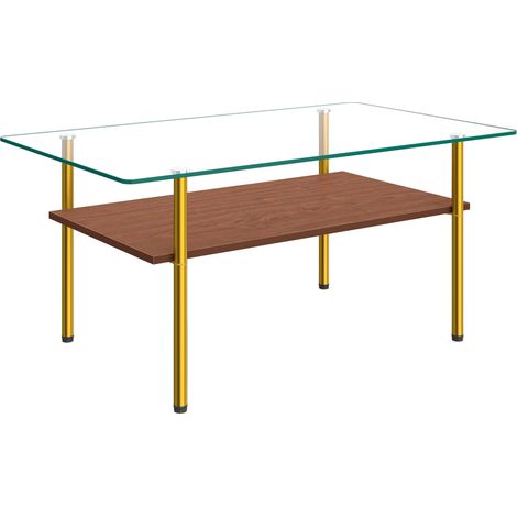 Couchtisch aus Glas und MDF mit goldfarbenem Gestell MODENUIT (1/5)