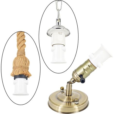 adaptateur de douille de lampe prise B22 conversion en prise de courant et prise E27 douille voleuse b22 avec prise 2 pièces (1/5)