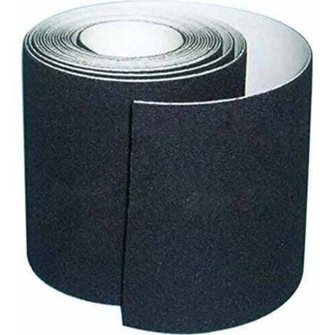 SHINING HOUSE Anti-Rutsch-Klebeband, hohe Traktion, geringe Kleberrückstände, besserer Halt, Reibung, Schleifkleber für Treppen, Sicherheit, Trittleiter, drinnen und draußen, schwarz (15 cm x 5 m)