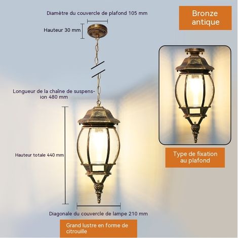 Suspension extérieur Antique, Classic en Doré E27 Suspension (1/2)