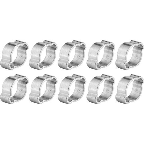 10pcs Collier de Serrage Clip à Ressort Tuyau Serre-joints à Tuyaux en Acier Inoxydable Deux-oreille(15-18MM) (1/2)