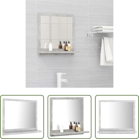 vidaXL Miroir en bois -  Miroir de salle de bain Gris béton 40x10,5x37cm Bois ingénierie (1/5)