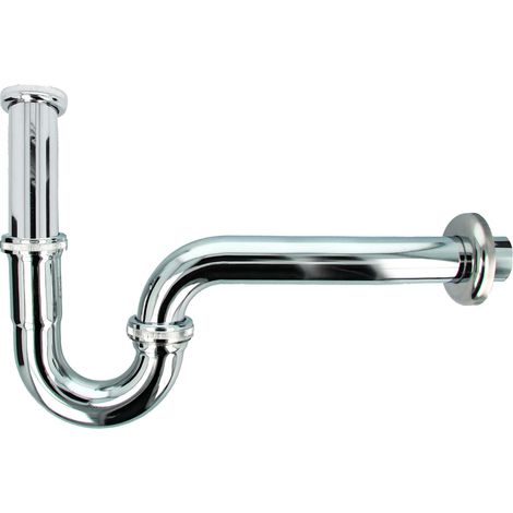 tecuro Röhrengeruchsverschluss Siphon 1 1/4 Zoll Ø 32mm, extra lang - Edelstahl verchromt (1/5)