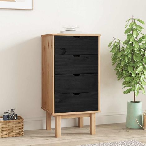 vidaXL Cassettiera OTTA Nero 45 x 39 x 90 cm Legno Massello di