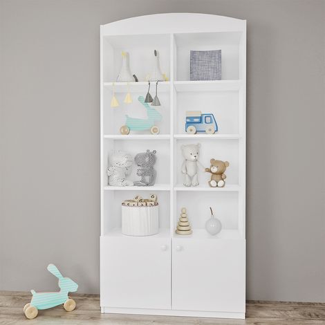 Bücherregal mit 2 Türen, Weiß, 187cm