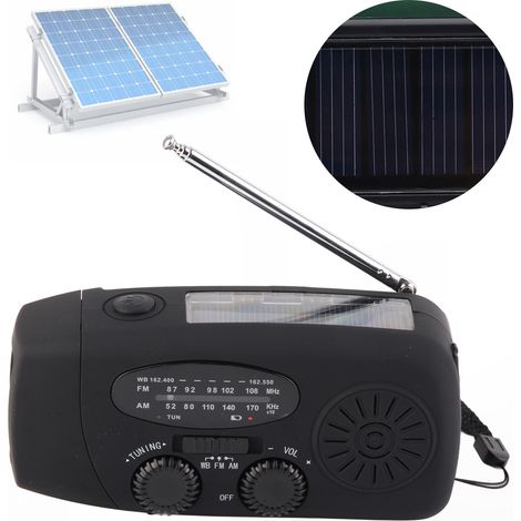 Handkurbel-Solarradio, multifunktionales Solarradio, Handkurbel-Taschenlampe zur Katastrophenvorsorge, schwarz, amerikanisches Modell (1/5)