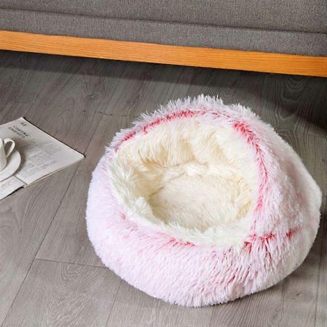 Lit rond pour chat en peluche douce et moelleuse, en fausse fourrure, auto-chauffant, idéal pour l'automne et l'hiver. Idéal pour creuser une grotte douillette. Convient également pour l'automne et l' (1/5)