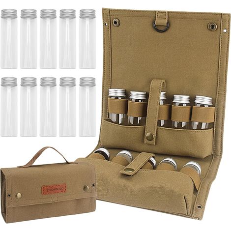 Sac à condiments portable, kit de camping pour avec 10 bocaux (1/5)