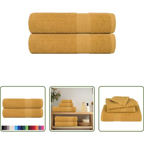 vidaXL Frottiertuch - Badetücher FROGN 2 Stk. Gold 100x150 cm 360 g/m² (1/5)