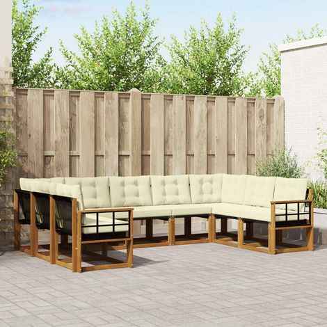 vidaXL Outdoor-Sofagarnitur mit Kissen 9 pcs Natur und Creme (1/5)
