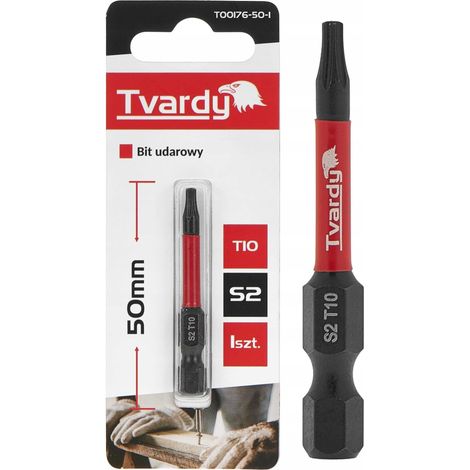 Punta de impacto BIT de 50 mm, Torx T10, acero, punta S2 para destornillador Twardy. (1/5)