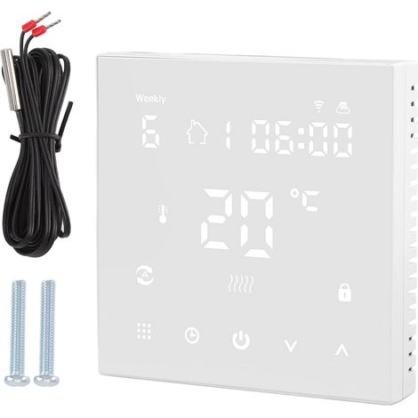 Thermostat intelligent WiFi à écran tactile numérique, commande vocale via application et étalonnage automatique pour chauffage au sol 90-240 V (1/5)