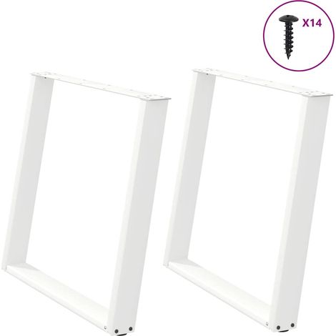 Esstischbeine U-Form 2 Stk. Weiß 90x(72-73) cm Stahl