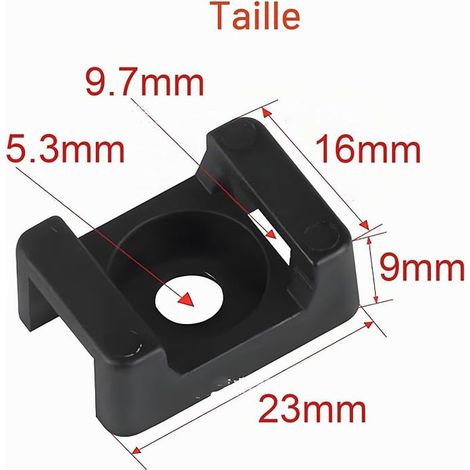 clips de fixation pour serre-câbles jusqu'à 9 mm, conçus pour vis de 5 mm M5 noir (1/3)