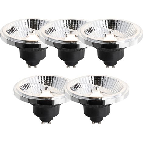LUEDD Juego de 5 bombillas LED GU10 regulables de 111 mm, 10,5 W, 770 lm y 3000 K