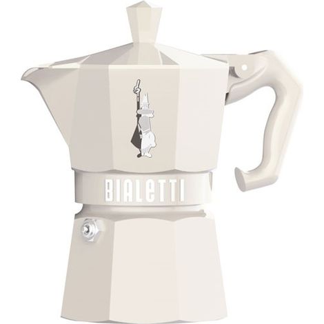 Cafetière italienne Moka Exclusive 3 tasses crème – Corps en aluminium – Finitions brillantes – Fabriquée en Italie – Bialetti