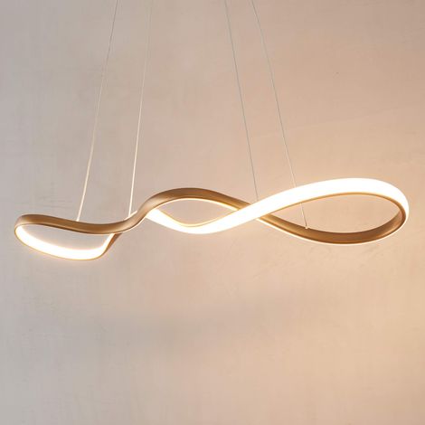 Goldene lange Wellen-LED-Hängelampe 80 cm - Marceline