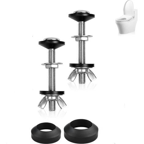 Kit de 2 juntas para la cisterna del inodoro, de una sola pieza con tornillos de acero inoxidable, junta y arandelas para la taza, compatible con la mayoría de los inodoros.