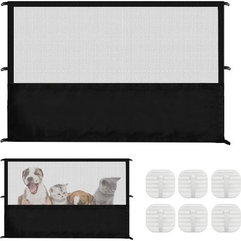 Barrière Chien sans Percage,Barriere de Securite Escalier Portable,Barrières D’escaliers et de Portes pour Escalier,Porte,Couloir,Barriere Chat(110 80cm,Noir) (1/5)