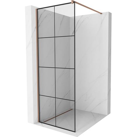 Mexen Kioto Duschwand 80 x 200 cm, Transparent/Schwarzes Design 8 mm, Rosa Gold - 800-080-101-60-77