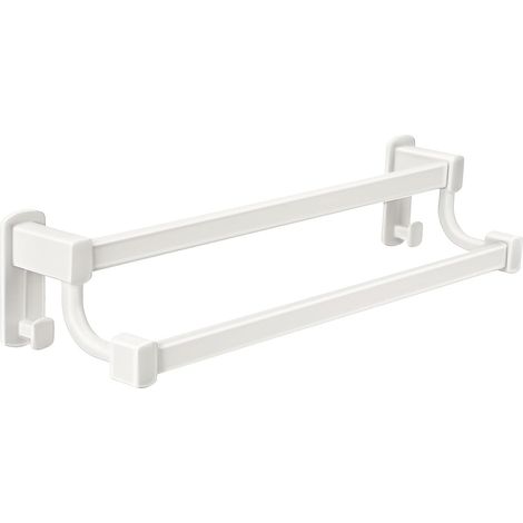 Porte-Serviettes de Salle de Bain Double Barre, Aluminium Spatial Blanc, Montage Mural, Grosse Capacité, Séchage Séparé Serviettes Humides et Sèches, pour Salles de Bain et (1/5)